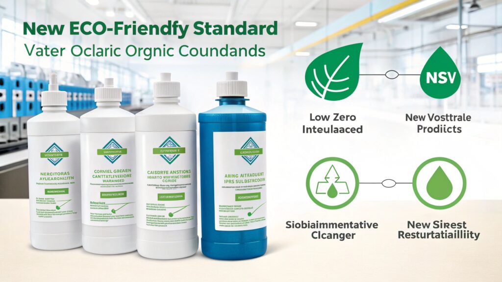 Vibrant bottles of environmentally friendly water-based inks ready for use in a printer.