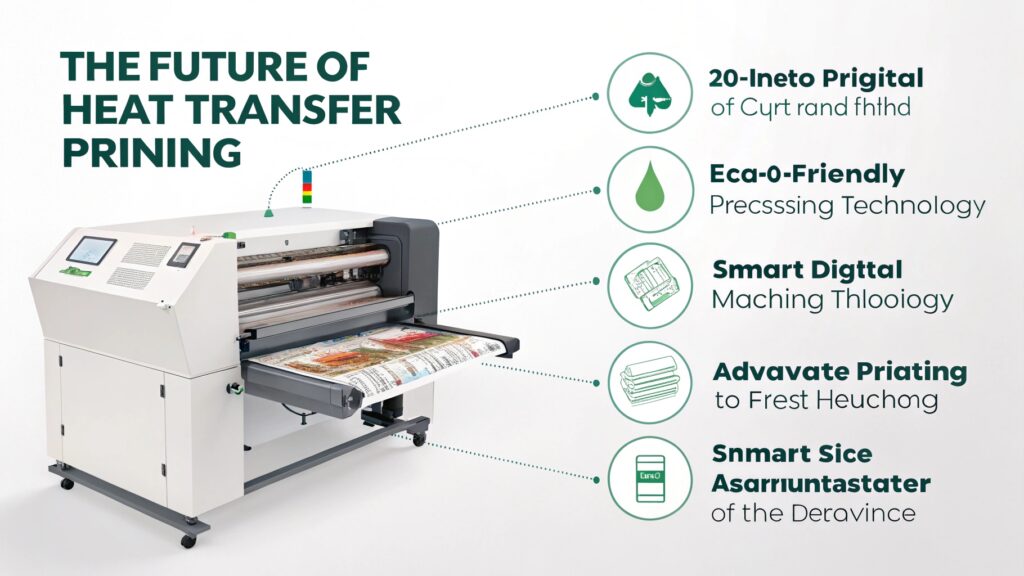 A modern heat press machine with a digital control panel in a clean workshop.