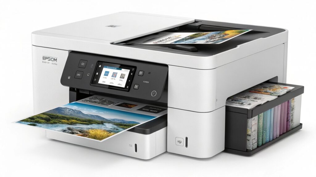 An Epson EcoTank printer sitting on a desk ready for conversion.