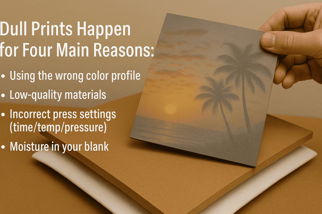 A person looking with disappointment at a dull sublimation photo panel.