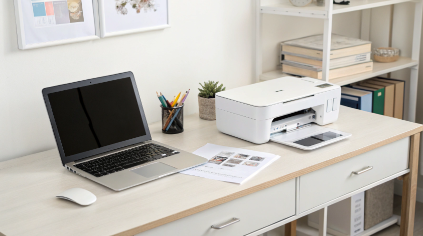 Sublimation printer connected to a laptop