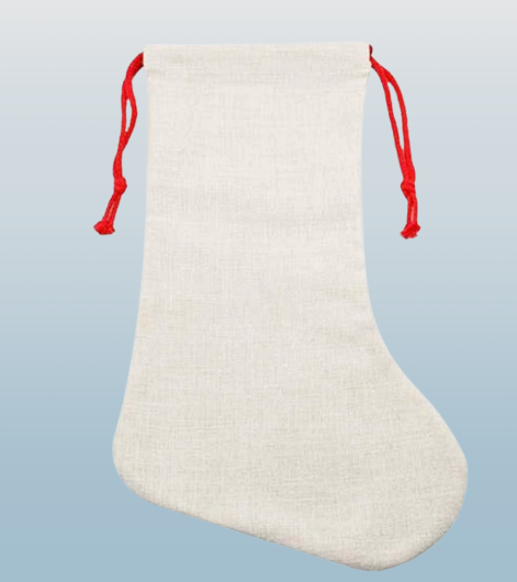 Customized Drawstring Type Linen Polyester Sublimation Blank Christmas Sack Stocking