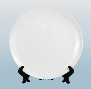 8Inch 10Inch Sublimation Blanks White Ceramic Flat Plate with Stand Sublimation Round Porcelain Plates for Heat Press Printing