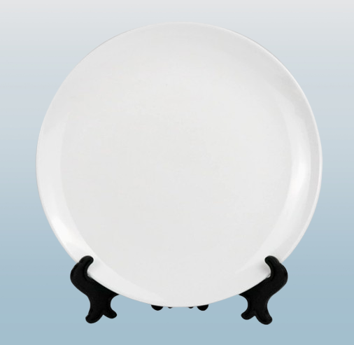 8Inch 10Inch Sublimation Blanks White Ceramic Flat Plate with Stand Sublimation Round Porcelain Plates for Heat Press Printing