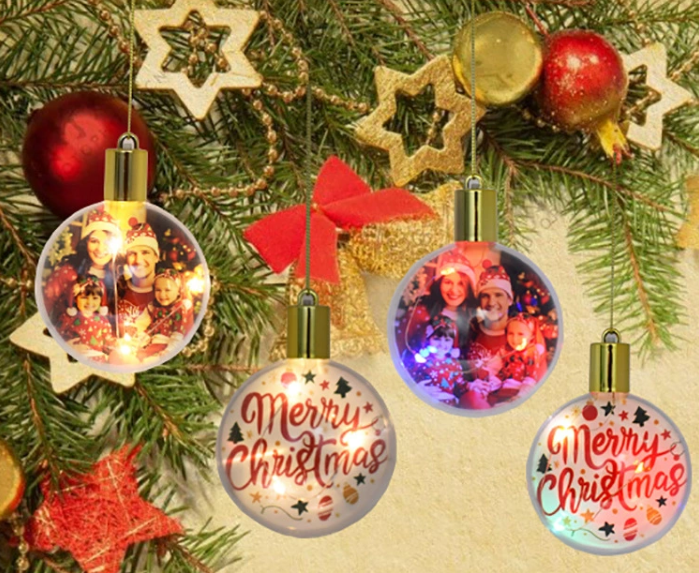 Dinsublimation LED Light Blank Christmas Tree Hanging Decoration Sublimation Customized Plastic Ornaments