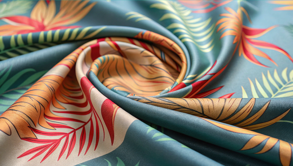 A close-up macro shot showing how sublimation ink is infused into the fibers of a polyester shirt, looking seamless and feeling soft.
