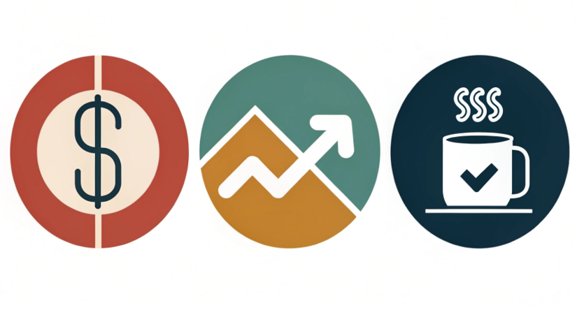 A simple graphic with three icons representing the downsides: a dollar sign with an up arrow (cost), a mug with a special coating icon (blanks), and a color palette with dark colors crossed out (color limits).